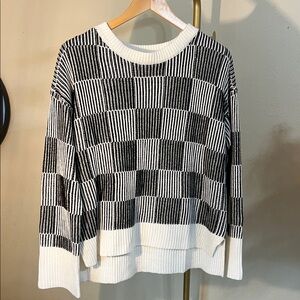 Elegant Black and White Striped Women's Sweater